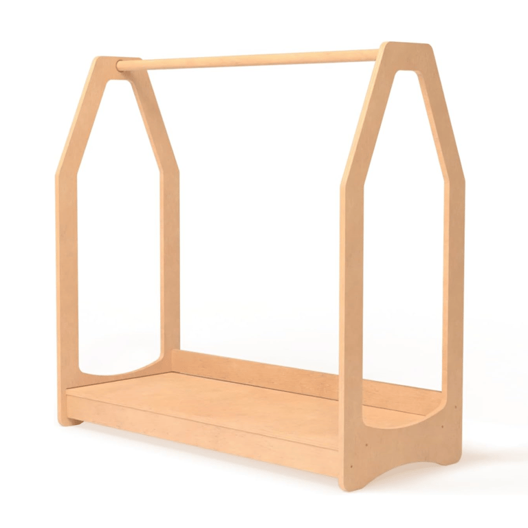 Montessori Wood&Room Clothing Rack With Shelf