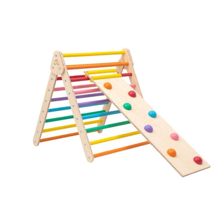 Montessori Lily & River Climber XL Birch Rainbow With Reversible Slide and Rockwall