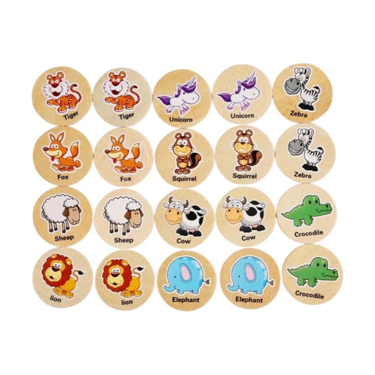 Green Walnut Wooden Matching Game Jungle Animals