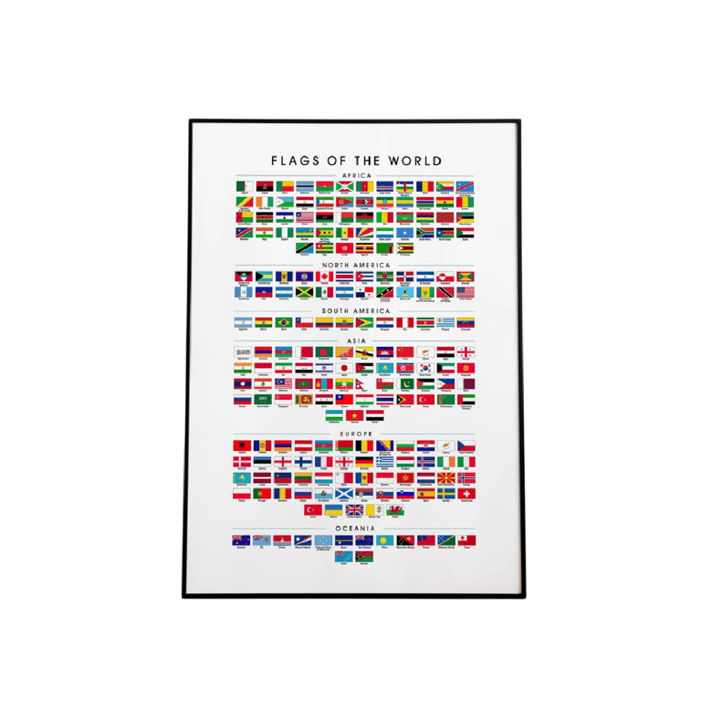 Montessori Arn & Marley Flags of The World Wall Art Black Frame A3