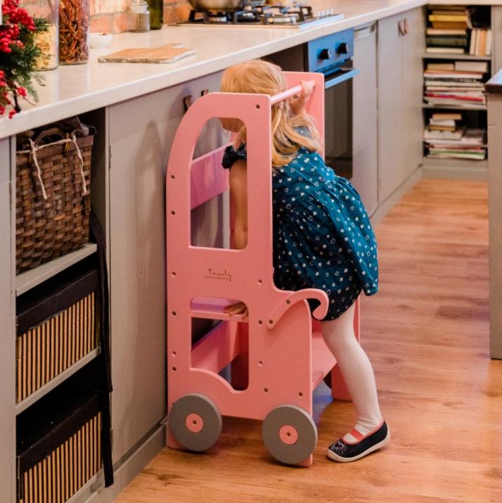 Montessori Family SCL Adjustable Trolley Learning Tower Pink