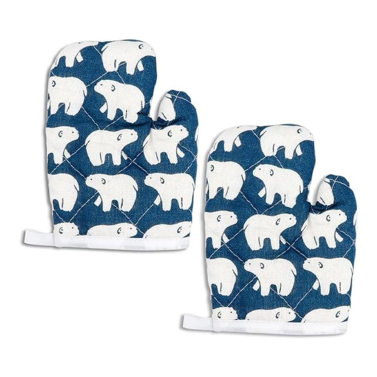 Montessori DoerDo 2 Pack Kid Oven Mitts for Children Polar Bear