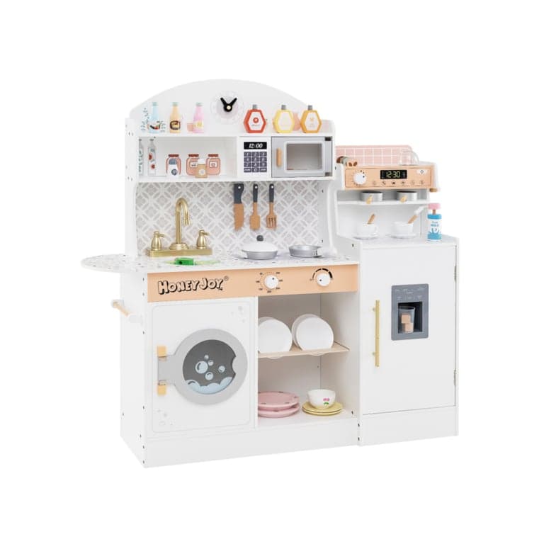 Costway Play Kitchen Set With Coffee Maker White