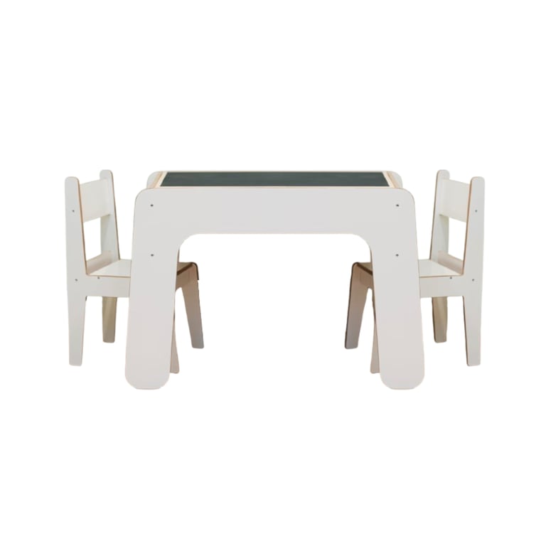 Montessori Wild Kids Activity Table With Reversible Blackboard Top and 2 Chairs