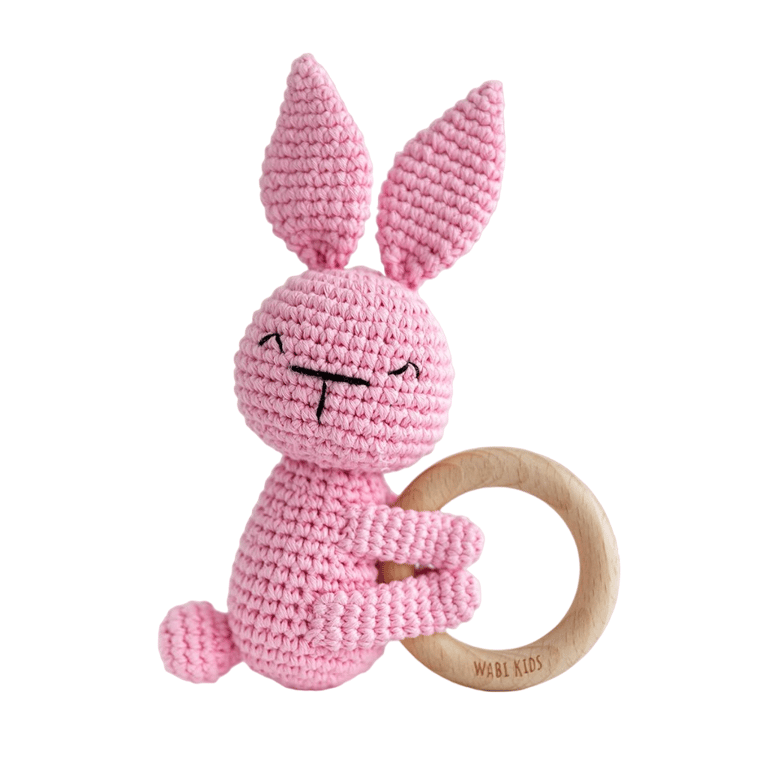 Montessori Wabi Kids Ring Rattle Bunny