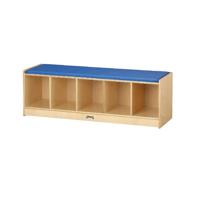 Montessori Jonti-Craft 5-Section Bench Locker With Blue Cushion