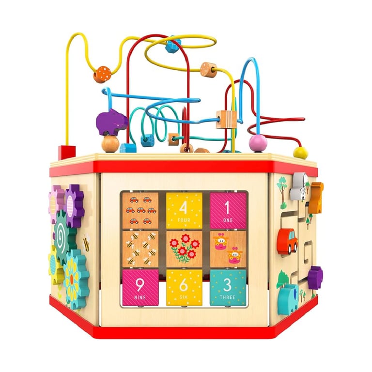 Montessori TOP BRIGHT Wooden Activity Cube