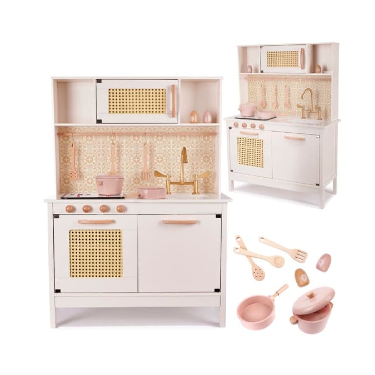 Ikonka Play Kitchen Retro With Accessories Boho Pink