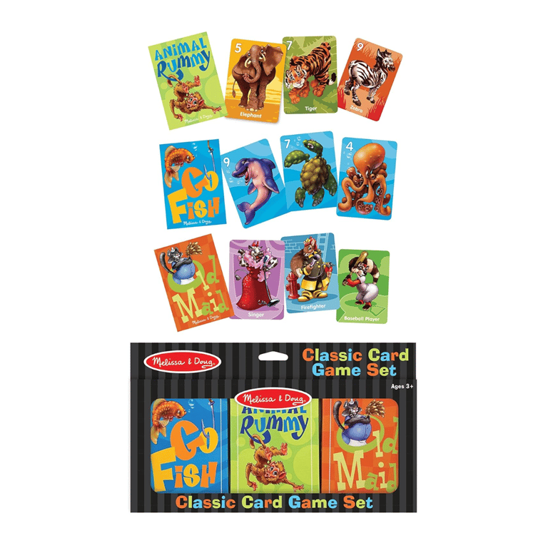 Montessori Melissa & Doug Classic Card Games Set - Old Maid, Go Fish, Rummy