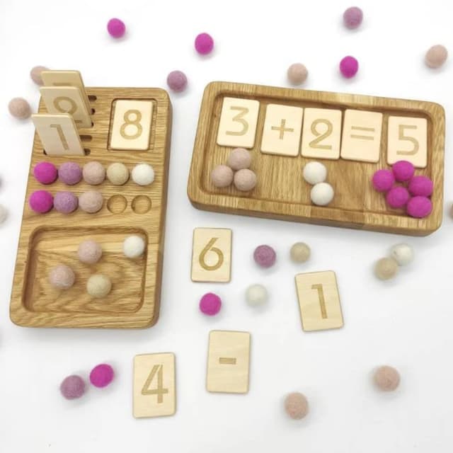 THREEWOOD Math Board With Numbers Reversible Cards 1-10 Board+2 Sets