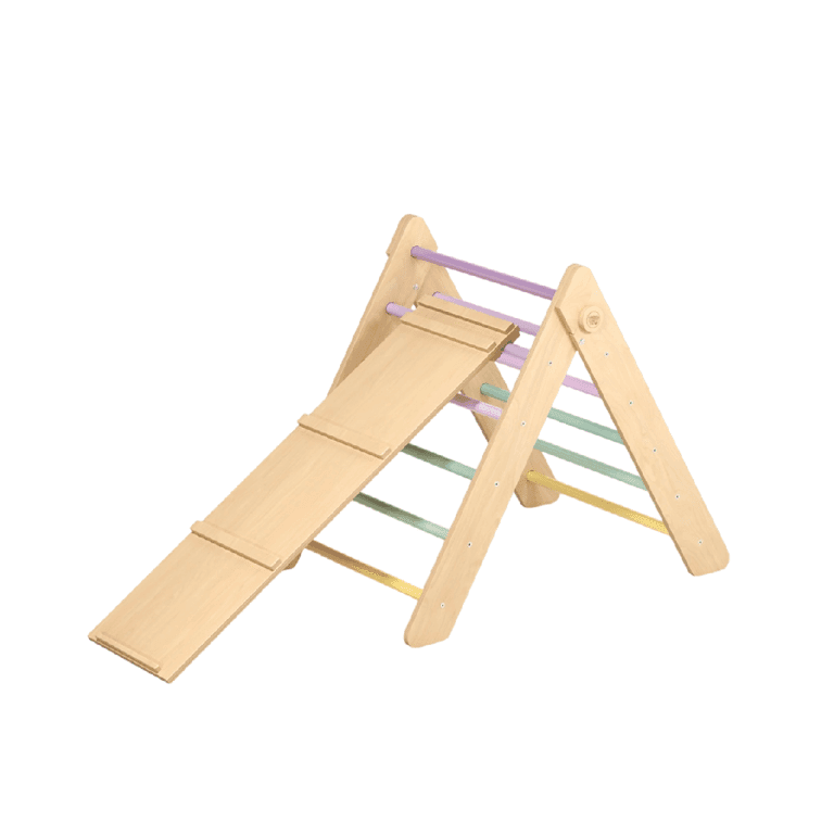 Montessori Klimspeel Wereld Pikler Triangle With Ramp Pink