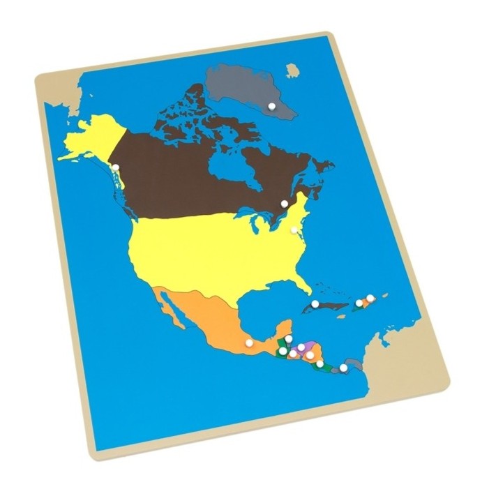 Montessori Alison's Montessori Puzzle Map of North America With Labeled & Unlabeled Control Charts Premium