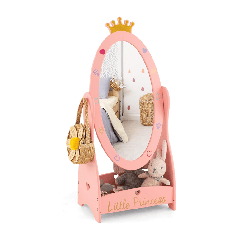 Montessori HONEY JOY Standing Mirror With Storage Princess Pink