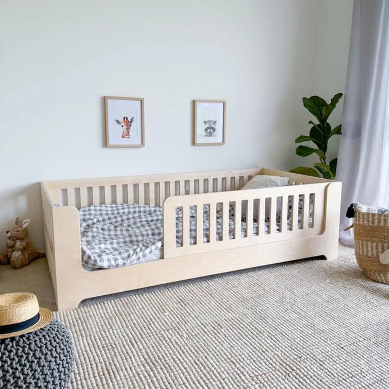 Montessori Magic of Wood Floor Bed With Removable Rail Ply King Single