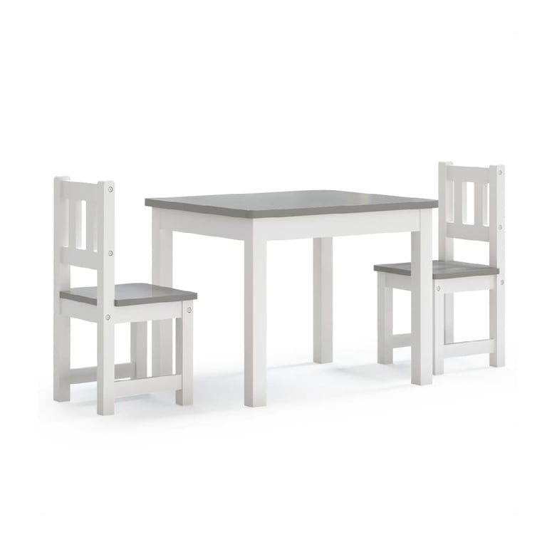 Montessori vidaXL Table and 2 Chairs Set White Gray