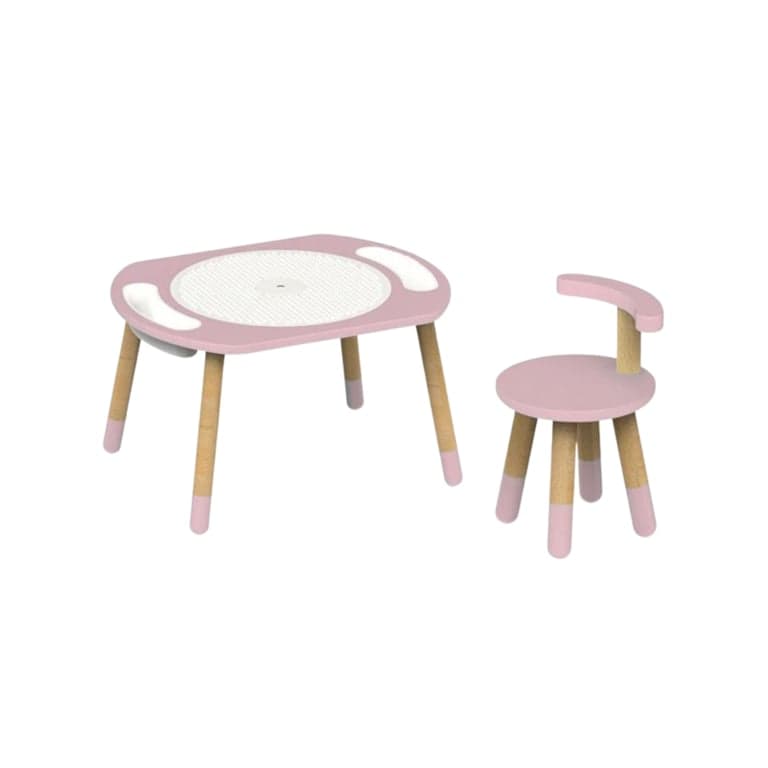Riababy Play & Learn Activity Table Set With Adjustable Legs Dusty Pink