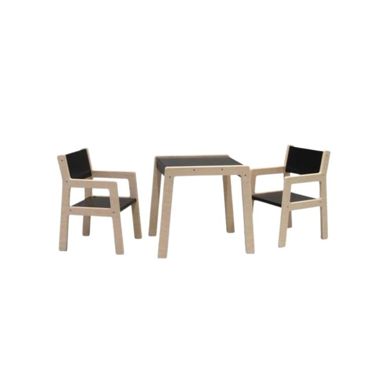 Montessori toddie.nl Skinnie Wooden Table and 2 Chairs 1-4 Years Black