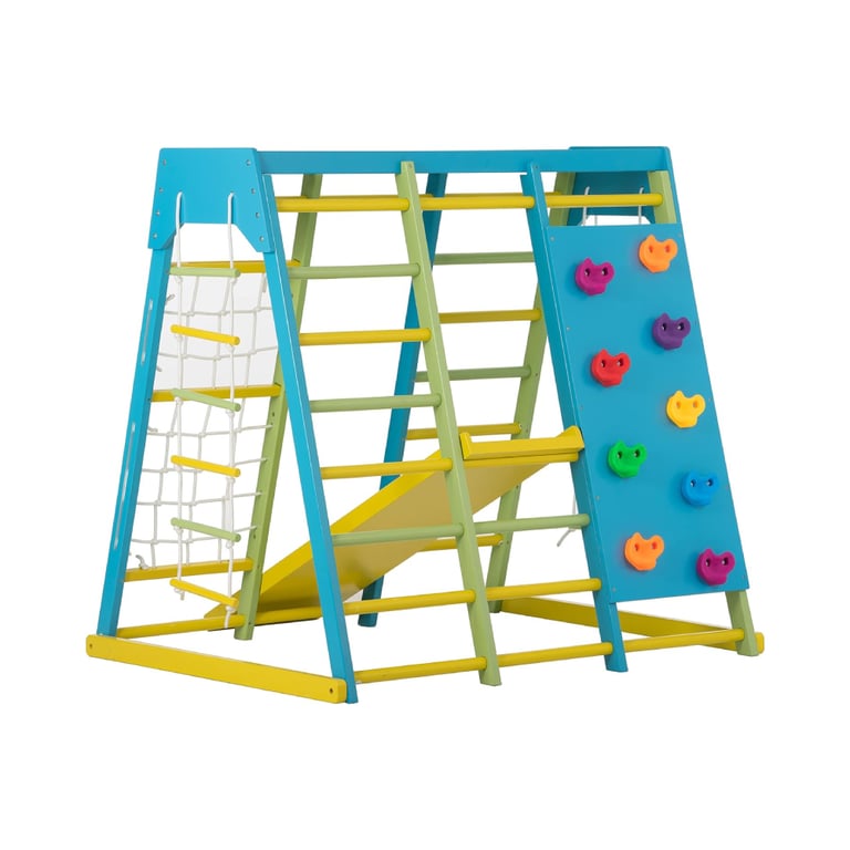 Montessori Avenlur Large Magnolia Wooden Indoor Playground 6-in-1 Jungle Gym Full Color