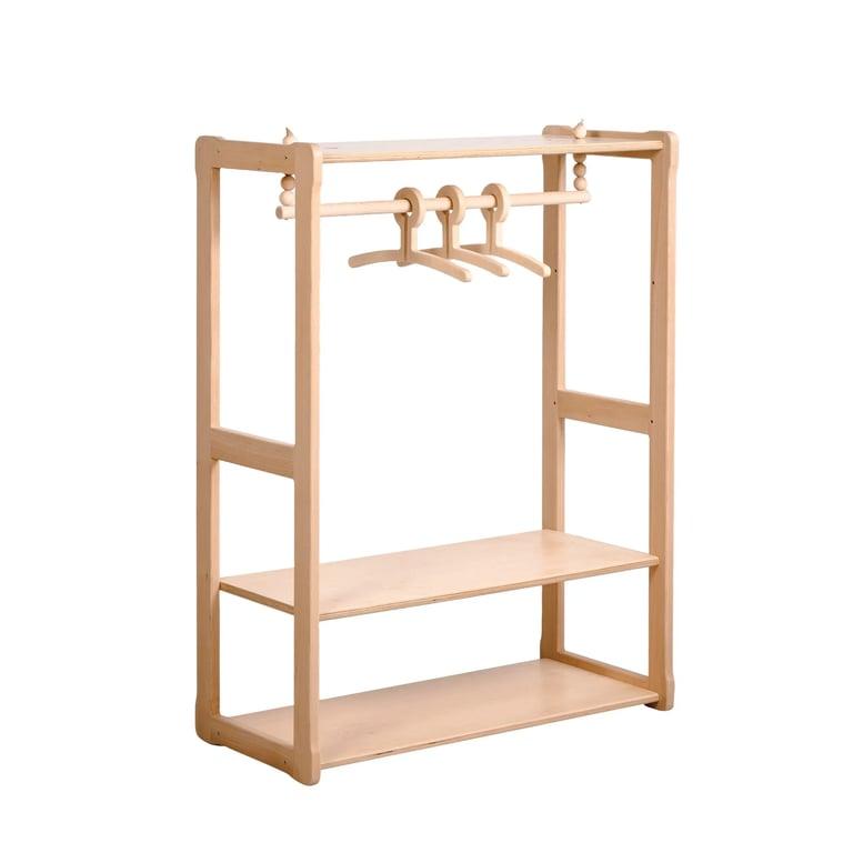 Montessori Woodjoy Wardrobe Type B With Shelf Transparent Lacquer