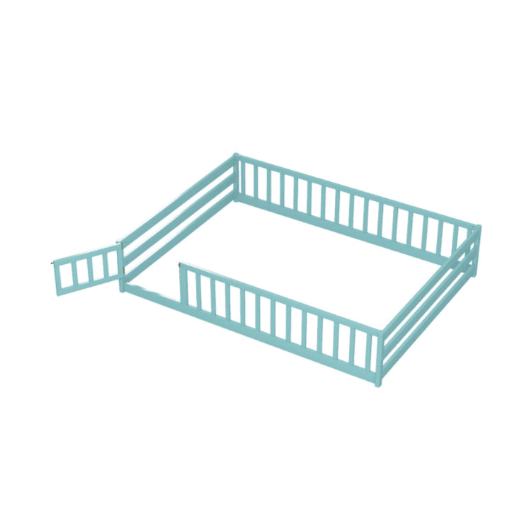 Costway Double Size Floor Bed With Rails Dark Green