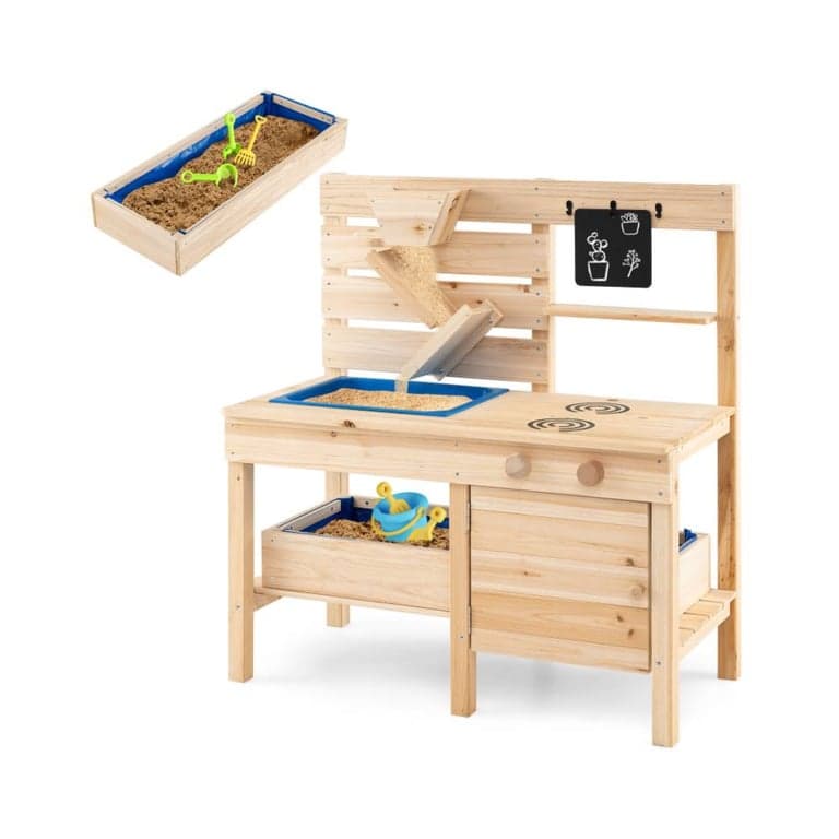 Costway Mud Kitchen With Detachable Sandbox and Removable Sink