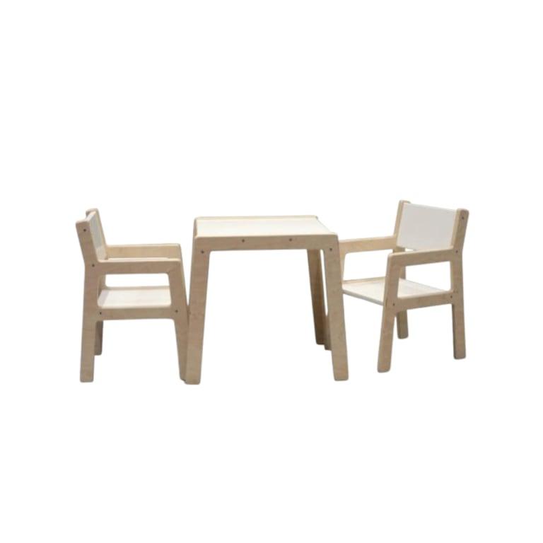 Montessori toddie.nl Skinnie Wooden Table and 2 Chairs White