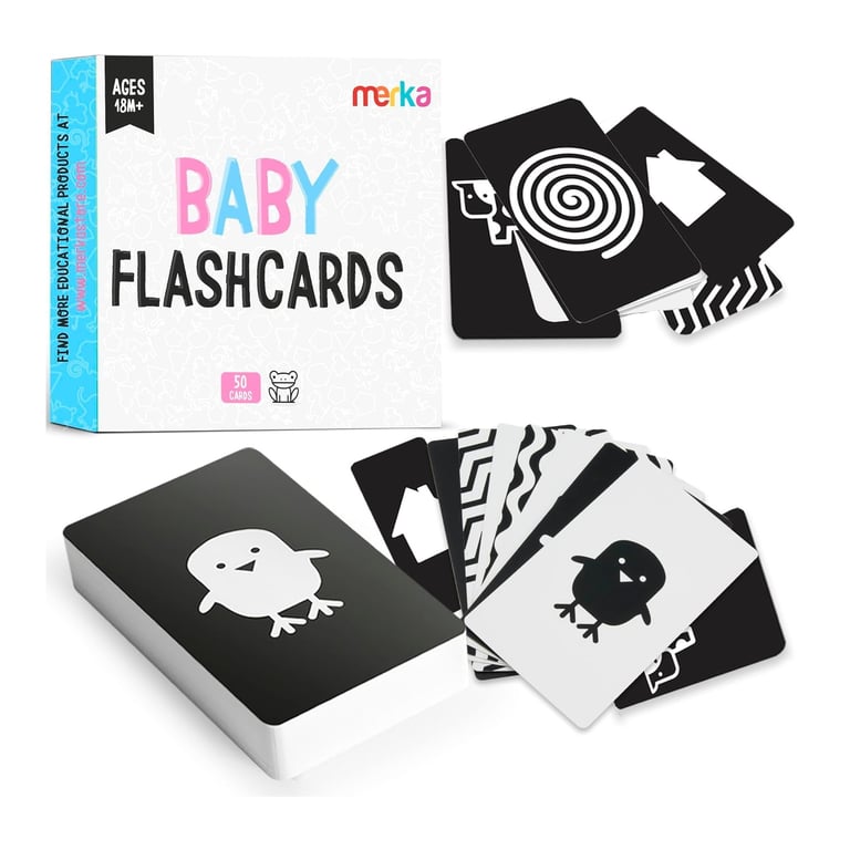 Montessori merka Set of 50 Flashcards High Contrast Baby