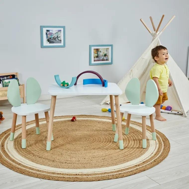 Montessori Smart Toys 4 U Wooden Kids Table and 2 Chairs Set Green