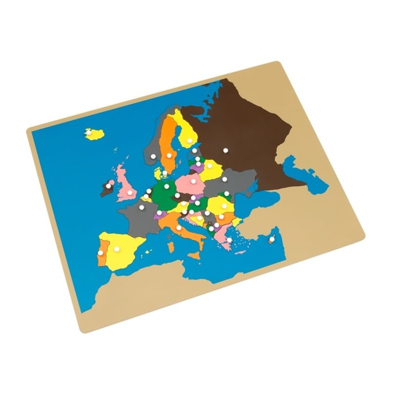 Montessori Alison's Montessori Puzzle Map of Europe With Labeled & Unlabeled Control Charts Premium