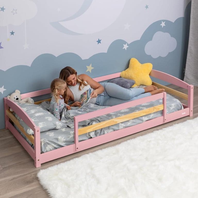 Ocodile Single Floor Bed With Rails Pink
