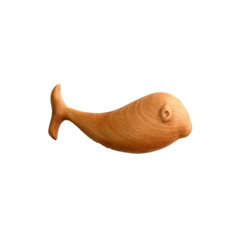 Montessori PoppyBabyCo Organic Wooden Rattle Toy Whale