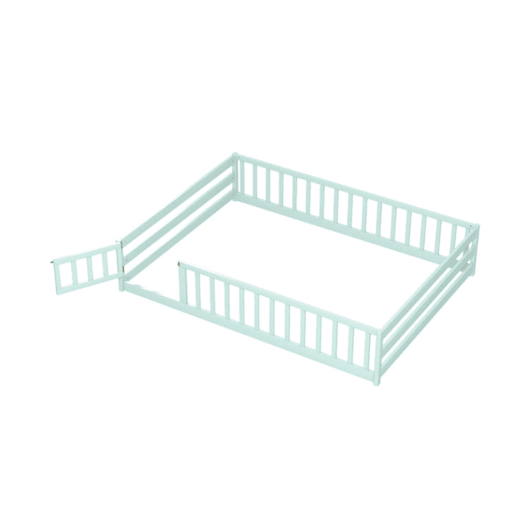 Costway Double Size Floor Bed With Rails Green