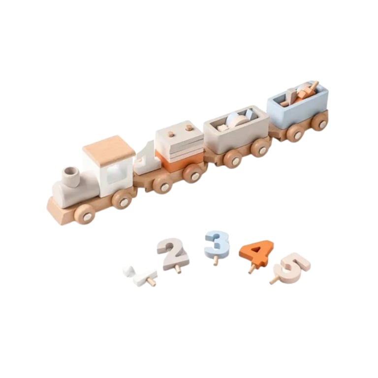 Montessori Seaside-Montessori Wooden Vehicle Gift Set Birthday Train Stacker