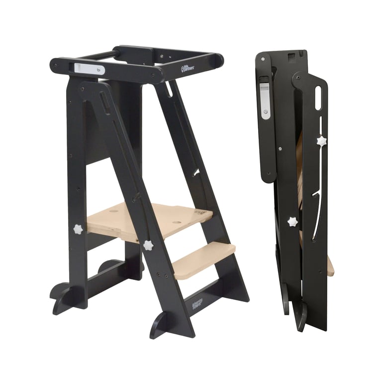 Montessori Little Partners Learn 'N Fold Learning Tower Charcoal With Natural