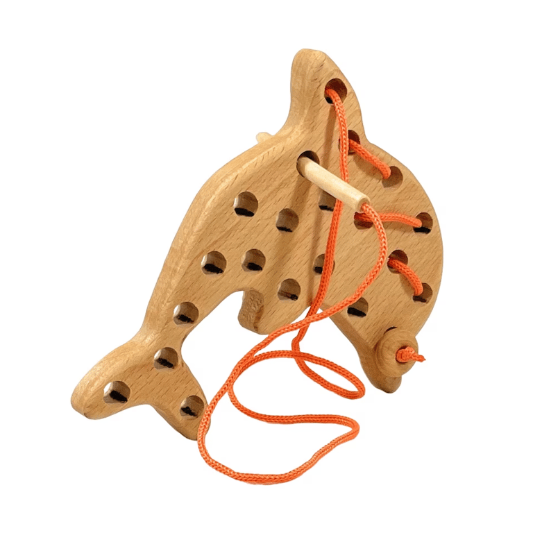 Montessori I Am Wooden Lacing Toy Dolphin