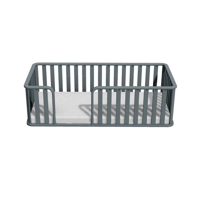 Montessori Akacis Floor Bed With Rails Grey Single Size