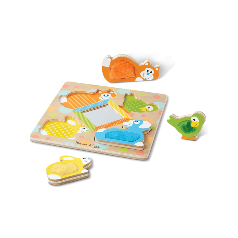 Montessori Melissa & Doug Wooden Puzzle Peek-a-Boo Pets With Mirror