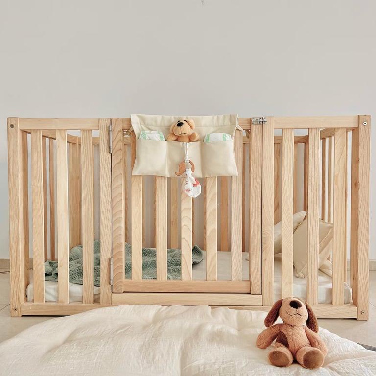Simre Home Living Floor Bed With Extra High Railings Single Ash Wood