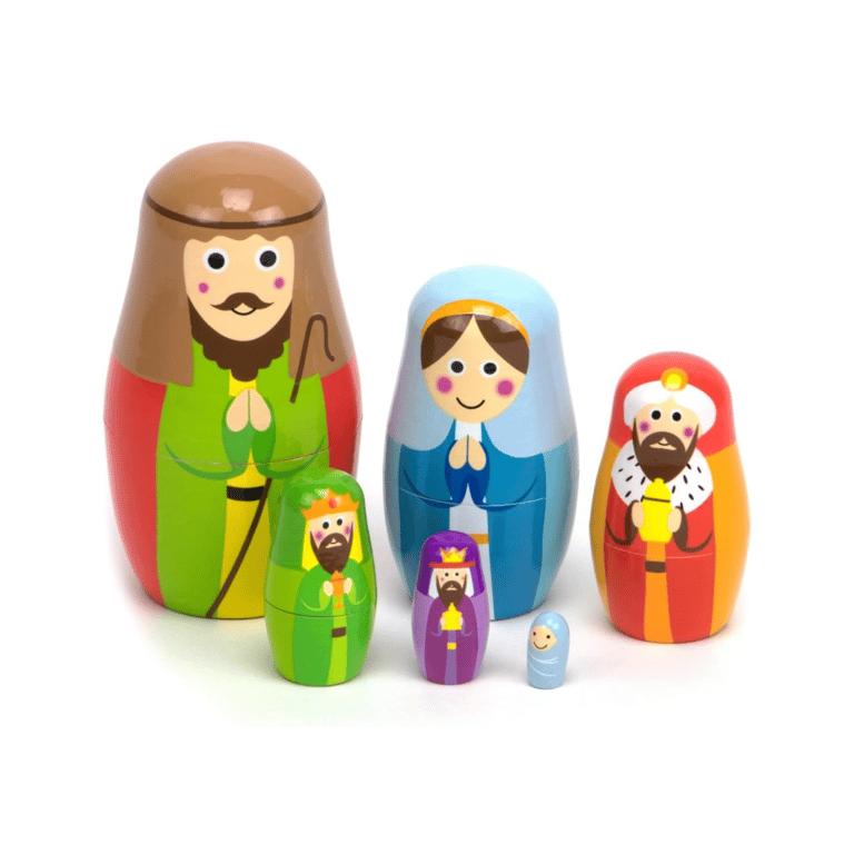 Montessori Imagination Generation Wooden Christmas Nesting Dolls