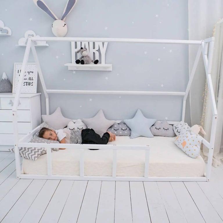 BusyWood Floor Bed For Climbing Double Size White