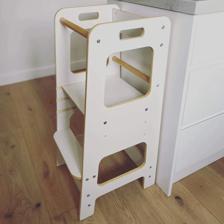 Montessori Four Little Monkeys Adjustable Toddler Tower White
