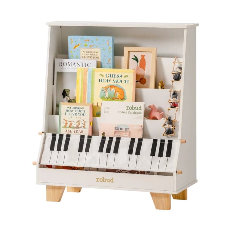 Robud Front-facing Bookshelf Piano White