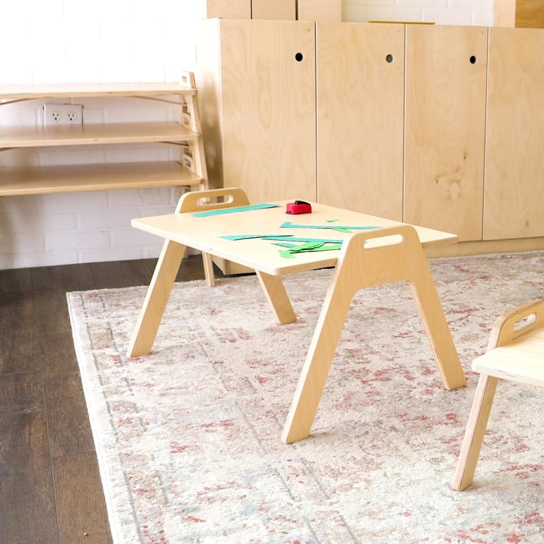 Montessori Sprout Kids School Chowki Floor Table Woodgrain Laminate Large