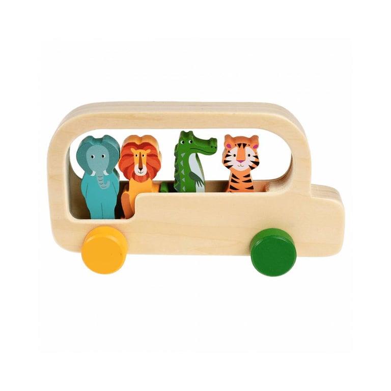 Montessori Rex London Colorful Creatures Wooden Bus Toy