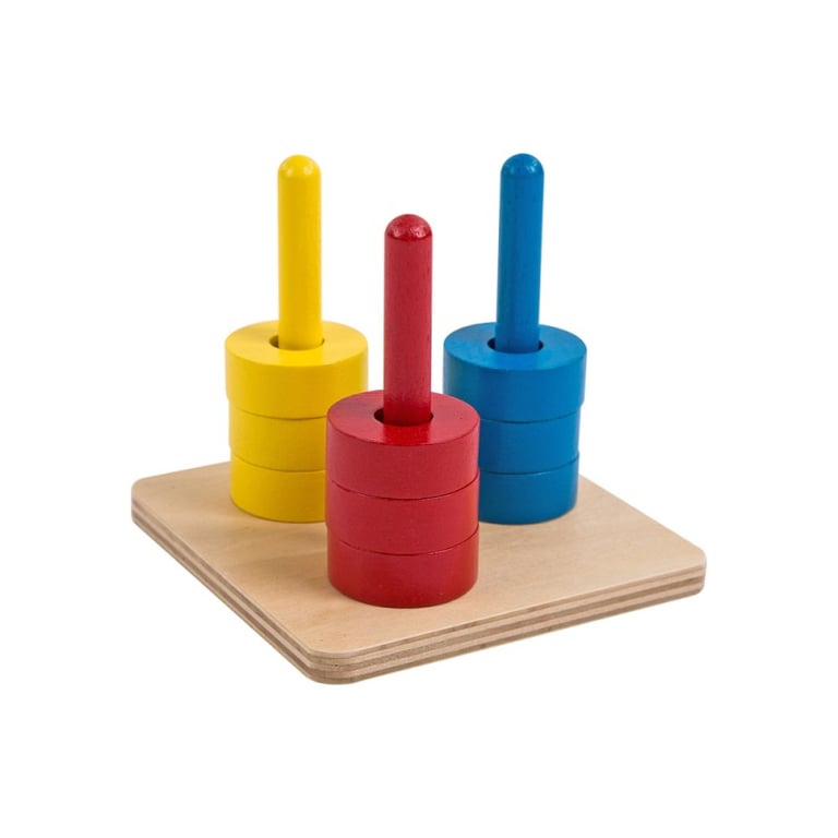 Montessori E&O Montessori Colored Discs on 3 Colored Dowels