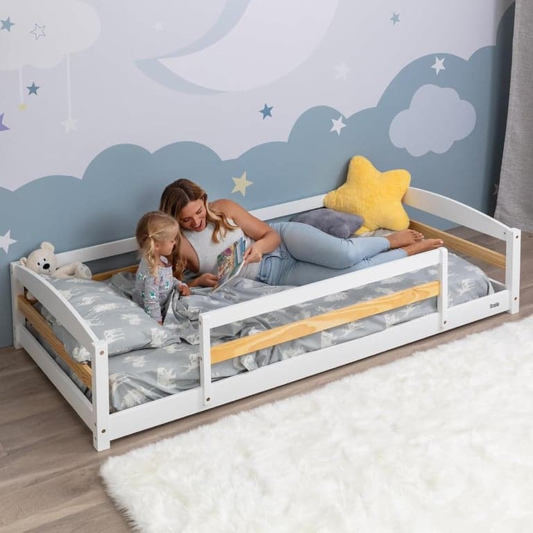 Ocodile Single Floor Bed With Rails White