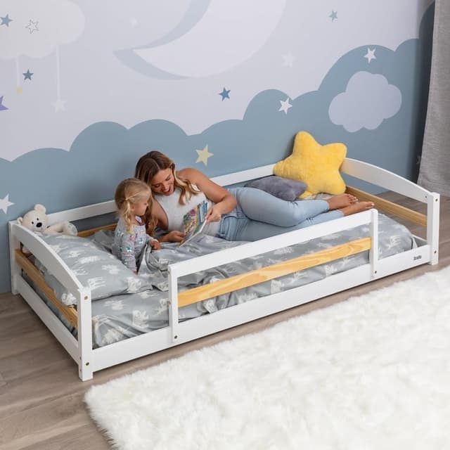 Ocodile Single Floor Bed With Rails White