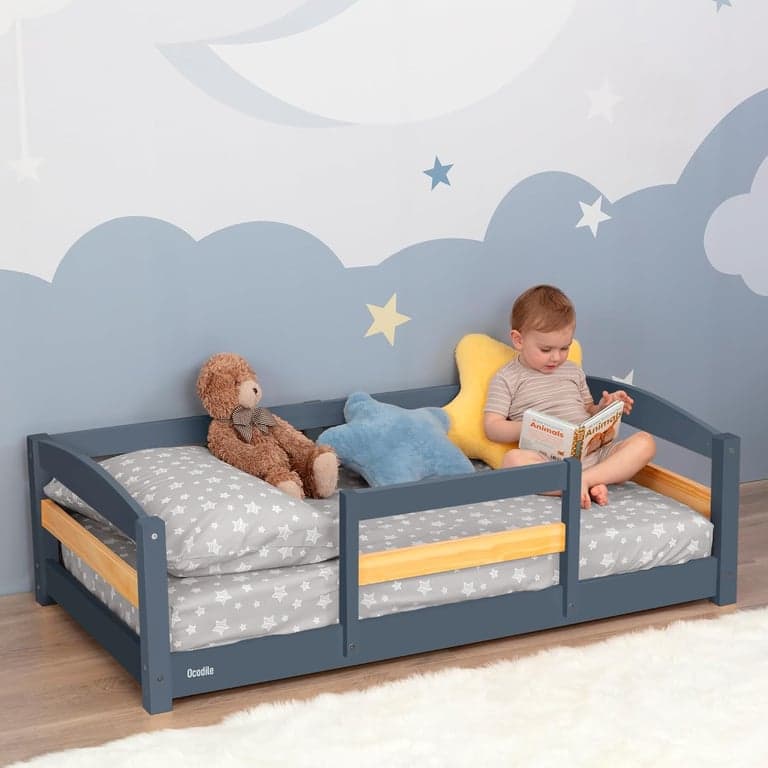 Ocodile Single Floor Bed With Rails Gray