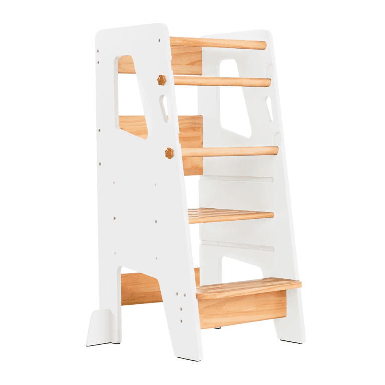 Montessori Ocodile Toddler Tower With Safety Feet Snow White