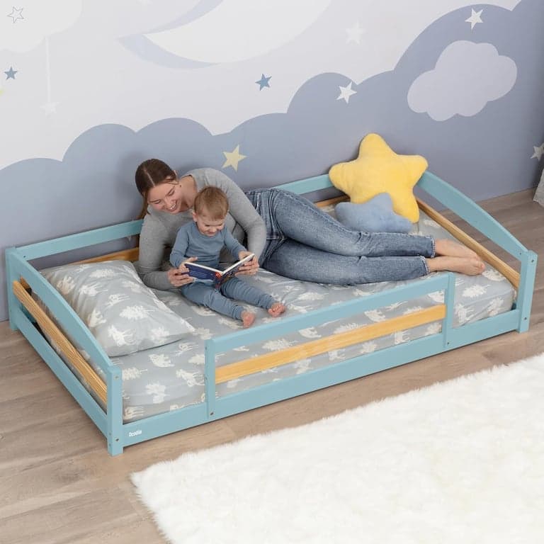Ocodile Single Floor Bed With Rails Blue